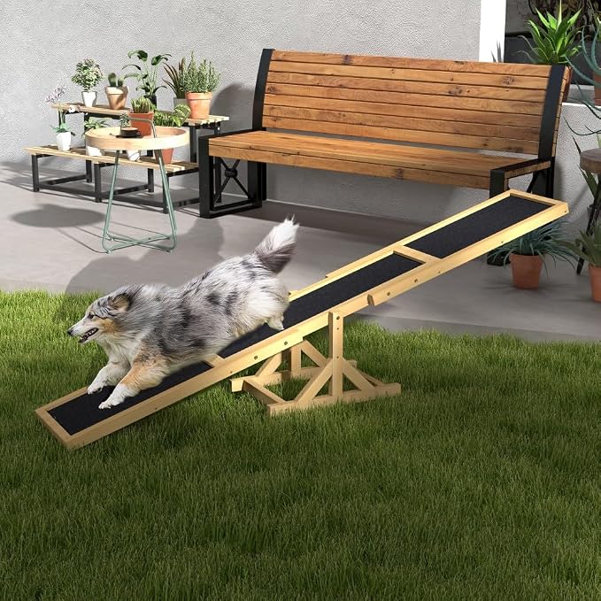71" Dog Agility Seesaw Outdoor for Training and Exercise, Wooden Platform Dog - Image 7