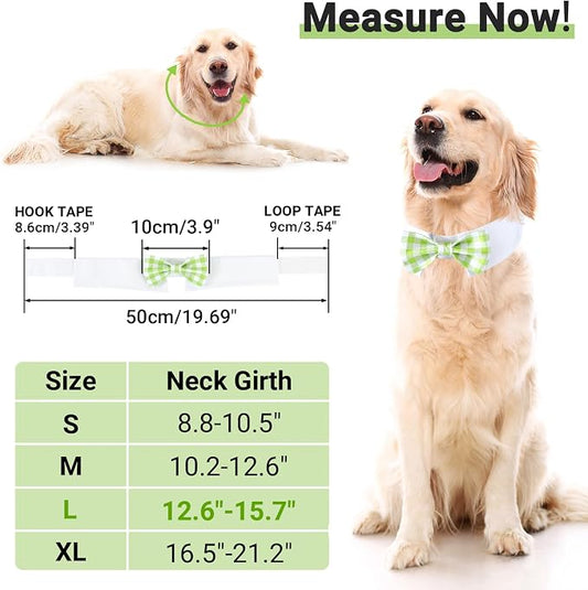 Segarty Dog Bow Tie for Neck Girths 12.6-15.7 inch, Adjustable Green Plaid - Image 2