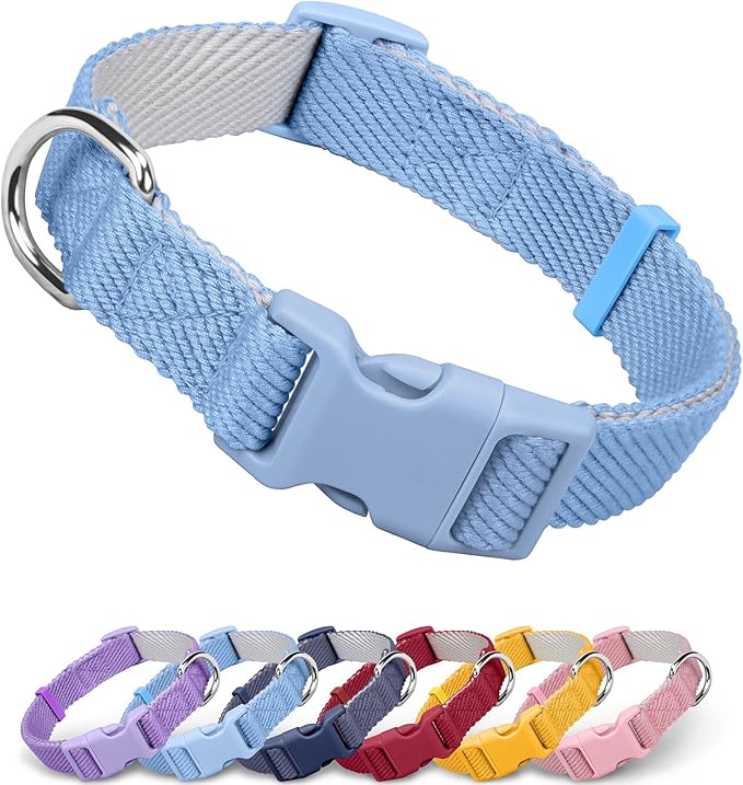 Dynmeow Soft and Breathable Cotton Dog Collar, Durable Adjustable Heavy-Duty by Dynmeow