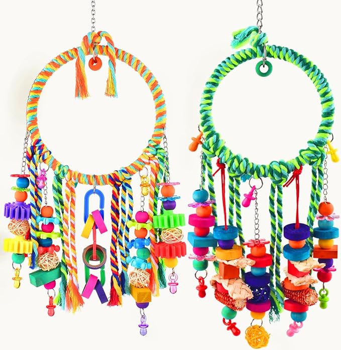 KATUMO Bird Toys 2 Pack Parrot Swings Conure Rope Rings Parakeet Perches by KATUMO
