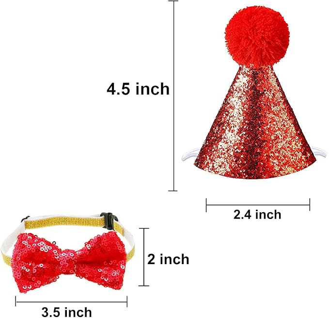 Christmas Pet Party Jazz Hat and Blingbling Bow Tie Breakaway Collar Set - Image 2