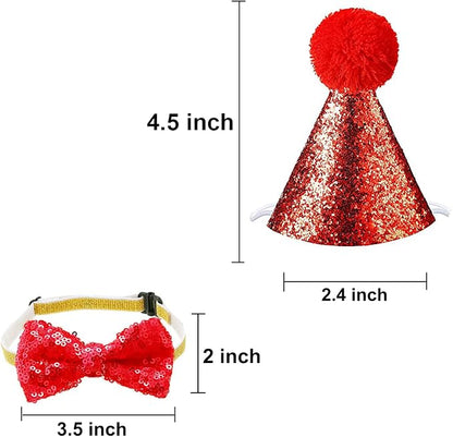 Christmas Pet Party Jazz Hat and Blingbling Bow Tie Breakaway Collar Set - Image 2