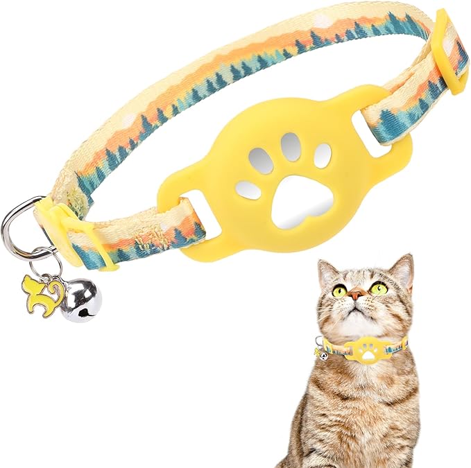 Airtag Cat Collar Breakaway, Cute GPS Cat Tracker Collars by DILLYBUD
