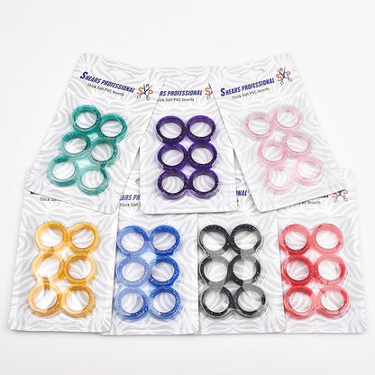 6 pcs Soft Silicone Finger Rings, Barber Hair Scissors Shears Rings Insert - Image 3