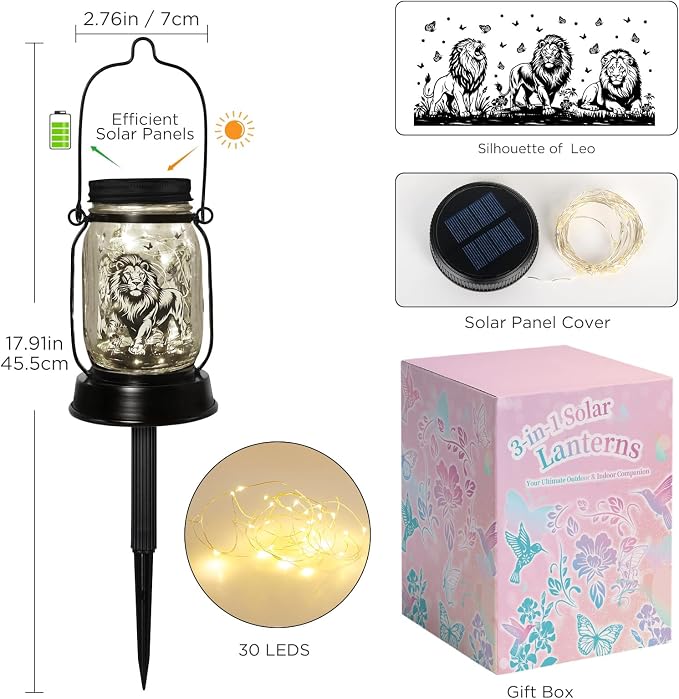 kyoryuger Lion Gifts for Women/Men Lion Solar Lanterns Mom Birthday Animal - Image 7