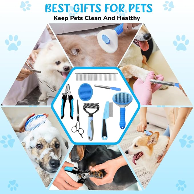 Dog Brush & Grooming Kit – 9-Piece Pet Brush & Deshedding Set - Image 8