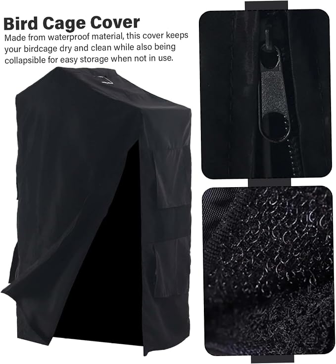 Bird Cage Cover Foldable Waterproof Black Bird Cage Cover Windproof Washable - Image 4