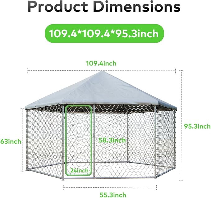 9.1x9.1 FT Outdoor Dog Kennel Heavy Duty Dog Enclosure - Image 6