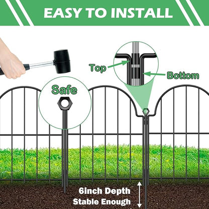 Garden Fence, 22 in x 10.83 ft Arched Rustproof Metal No Dig Fence Garden Fence - Image 3
