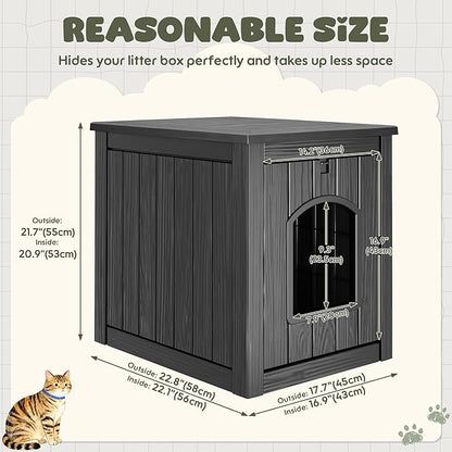 Litter Box Enclosure, Waterproof & Weatherproof Plastic Cat House - Image 2