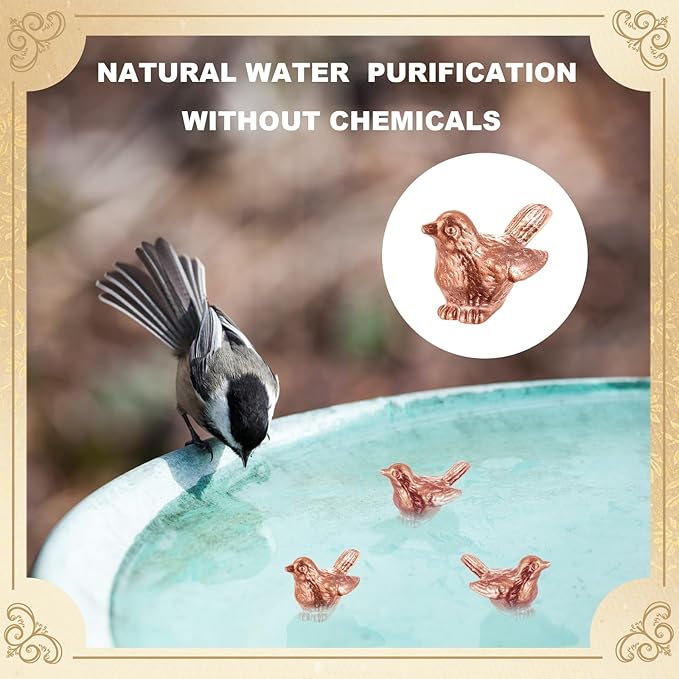 Moxweyeni 4 Pcs Mini Bird Shape Copper Bath Disk Ornaments Copper Bird Bath - Image 3
