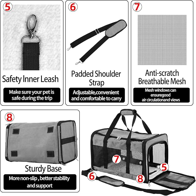 Soft Sided Cat/Dog Carrier, Collapsible Pets Travel Carriers - Image 5