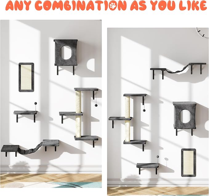 NUNU LAB Cat Wall Shelves Set, Scratching Post, Wall Shelves - Image 3
