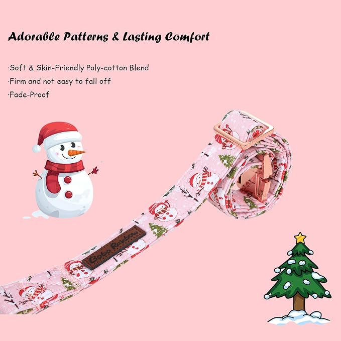 Christmas Dog Collar, Christmas Tree and Snowman Print Cute Winter Holiday - Image 4