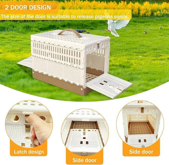 Folding Pigeon Cage Racing Pigeons Travel Cage Pairing Cage Plastic Two Doors - Image 4