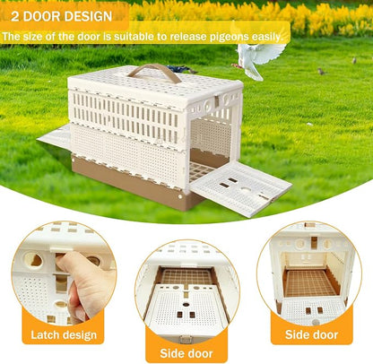 Folding Pigeon Cage Racing Pigeons Travel Cage Pairing Cage Plastic Two Doors - Image 4