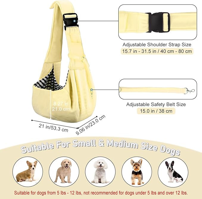 PETLOFT Reversible Dog Cat Sling Carrier, Small Dog Carrier, Adjustable Dog - Image 2