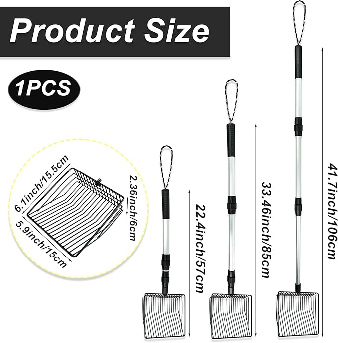 Chicken Poop Scooper 3 in 1 Adjustable Long Handle Litter Metal Scoop Heavy - Image 2
