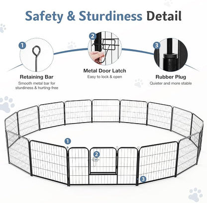 DUMOS Dog Playpen Indoor, Metal 32 Inch 16 Panels Foldable Pet Fence - Image 7