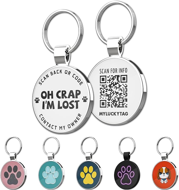 MYLUCKYTAG QR Code Pet ID | Personalized Dog & Cat Collar Tag | Online Profile by MYLUCKYTAG