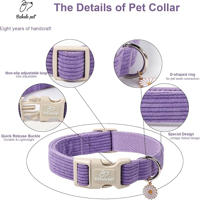Cute Corduroy Dog Collar - Image 3