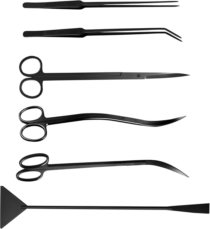 Aquascaping Tools 7 in 1 Kit Aquarium Plant Scissors Tools Set Curved & Waved - Image 8