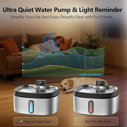 Wireless Cat/Dog Water Fountain 7L/236oz/1.8Gal, DRLWXYSJ Stainless Steel - Image 4