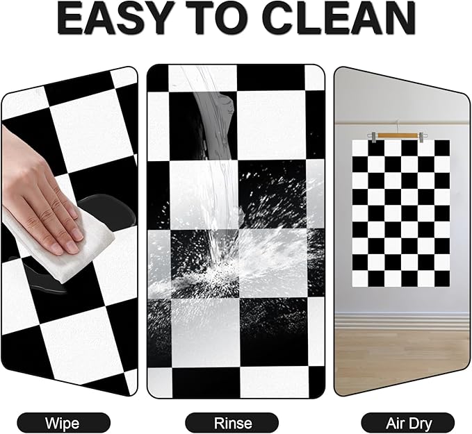 Pet Feeding Mat, Checkered Cat Bowl Mats, Quick Dry Dog Water Dispenser Mats - Image 5