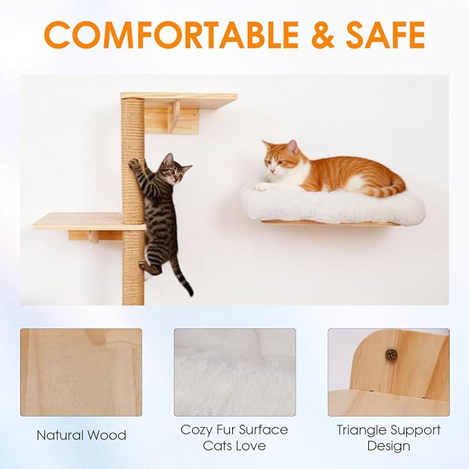 6in1 Cat Wall Shelves Climbing Systems, Large Cat Furniture Shelf Set Wall - Image 5