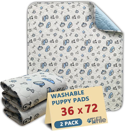 Washable Pee Pads for Dogs, 2 Pack Reusable Puppy Pads, Absorbent Whelping Pads by TIFILE