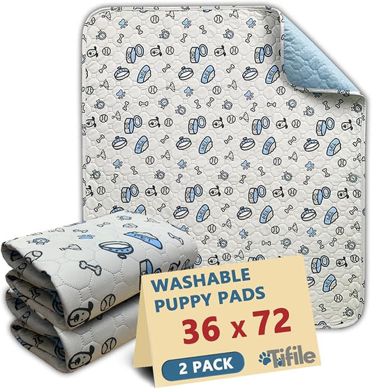 Washable Pee Pads for Dogs, 2 Pack Reusable Puppy Pads, Absorbent Whelping Pads by TIFILE