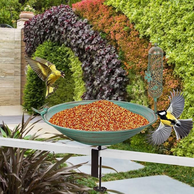 DREAMSOUL 13 Inches Deck Bird Bath, Metal Bird Bath Bowl Unheated - Image 8