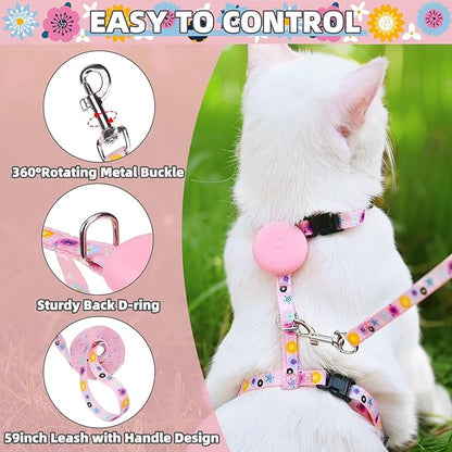 PUPTECK Adjustable Cat Harness and Leash Set Escape Proof Kitten Strap Collar - Image 4