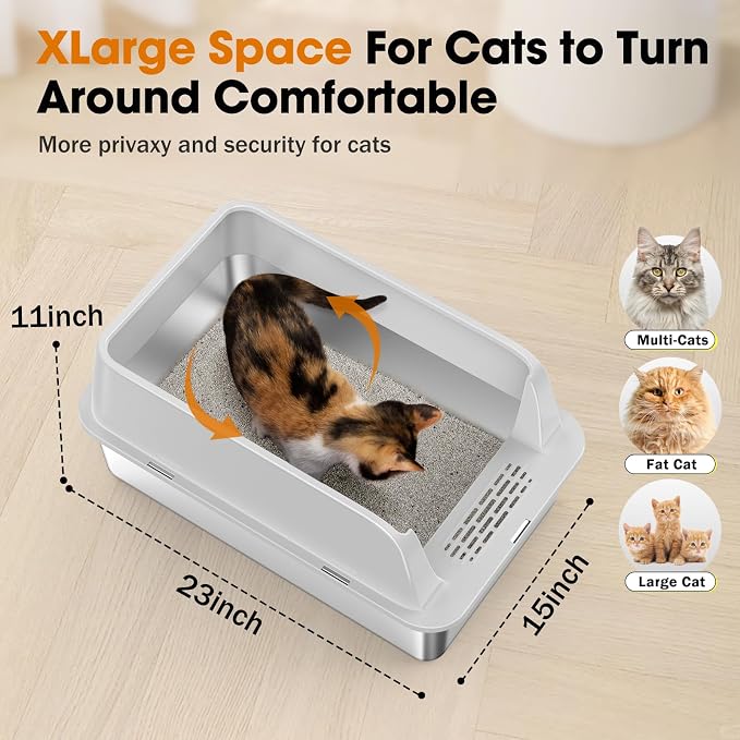 2PACK Stainless Steel Litter Box, Extra Large Litter Boxes - Image 4