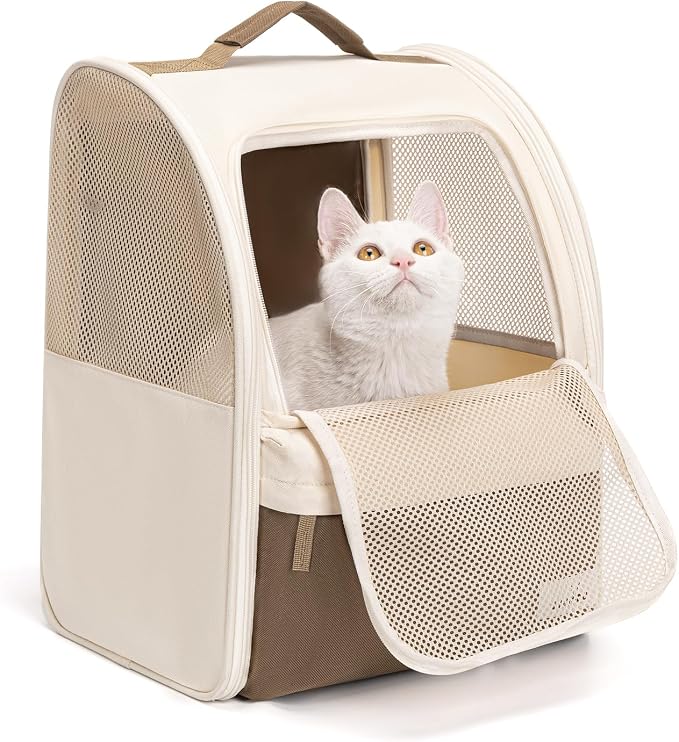 Cat Carrier Backpack, Steel Wire Frame More Stable, 600D Wear-Resistant Oxford by Petshome