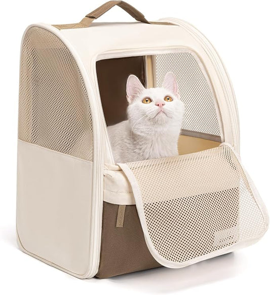 Cat Carrier Backpack, Steel Wire Frame More Stable, 600D Wear-Resistant Oxford by Petshome