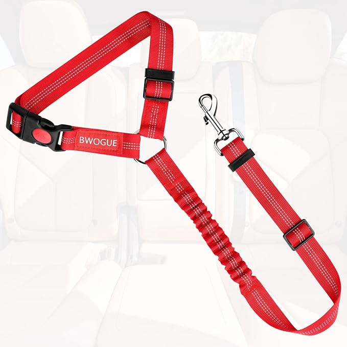 BWOGUE Pet Dog Cat Seat Belts, Car Headrest Restraint Adjustable Safety Leads - Image 2