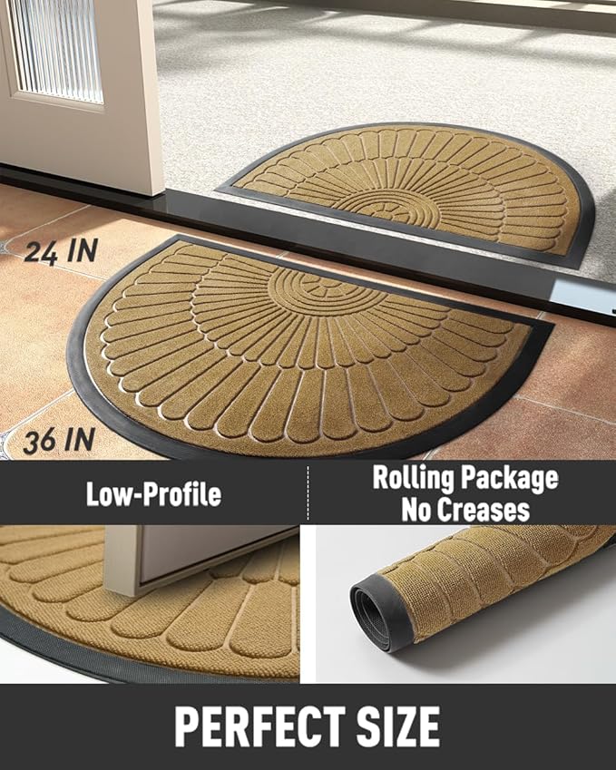 tchdio Door Mat Outdoor Indoor Entrance Doormat-Semicircular Durable Rubber Non - Image 6