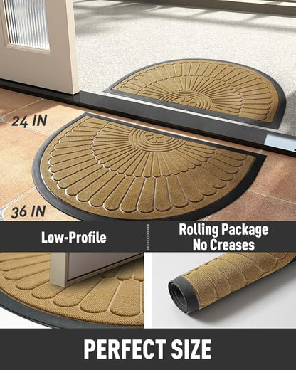 tchdio Door Mat Outdoor Indoor Entrance Doormat-Semicircular Durable Rubber Non - Image 6