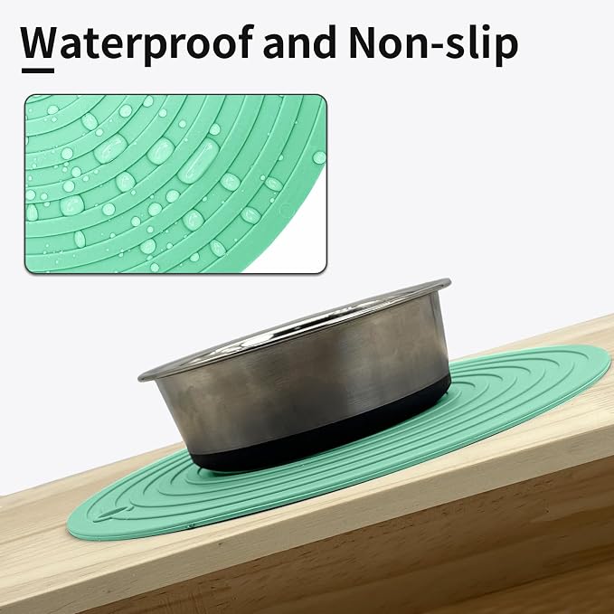 Fhiny 3PCS Silicone Pet Food Mat, 9.5" Round Waterproof Non-Slip Dog Cat Bowl - Image 4