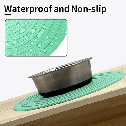 Fhiny 3PCS Silicone Pet Food Mat, 9.5" Round Waterproof Non-Slip Dog Cat Bowl - Image 4