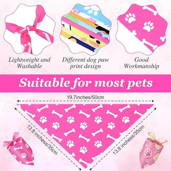 Abbylike 50 Pcs Paw Print Dog Bandanas Bulk Cute Footprint Bandanas - Image 3