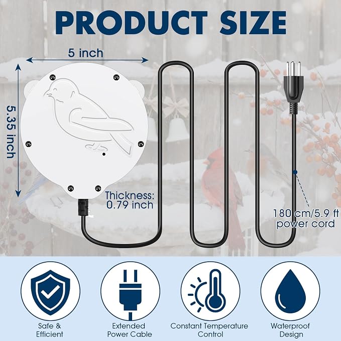 Outdoors 100W Bird Bath Heater for Winter, Birdbath Deicer Pond De-icer - Image 2