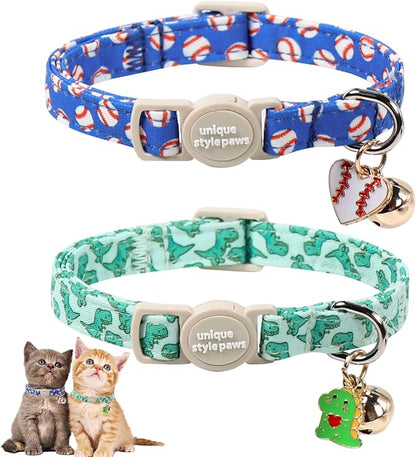 Unique Style Paws Baseball Kitten Collars, Cute Blue Cats Collar by Uniquestylepaws