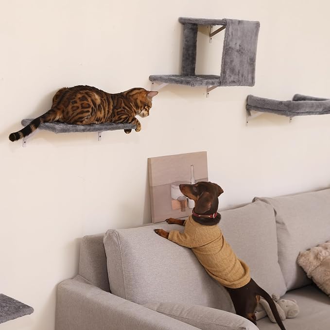FUKUMARU Cat Wall Shelves, Stable & Safe 4 in 1 Cat Wall Mounted Furniture Set - Image 7