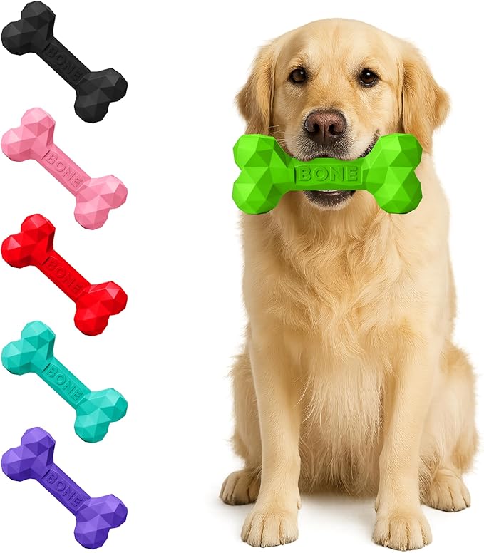 Natural Rubber Dog Chew Bone – Treat-Dispensing, Tough & Indestructible Chew by ThePupQuartet