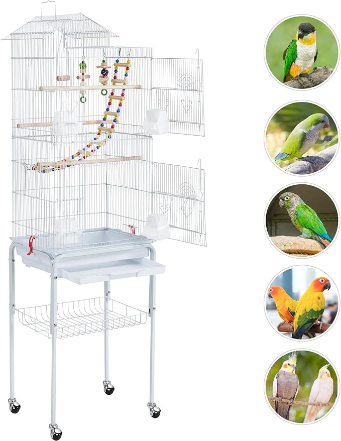 Yaheetech 62.5-inch Roof Top Flight Bird Cage - Image 9