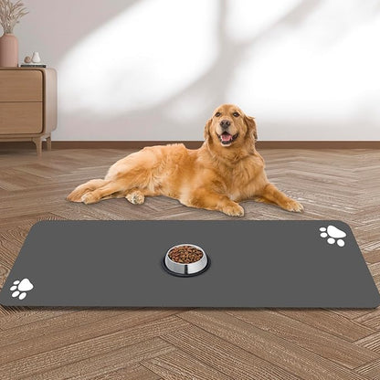 Large Pet Feeding Mat, 39.3" x 15.7" Absorbent Quick Dry Dog Mat by yuzshin