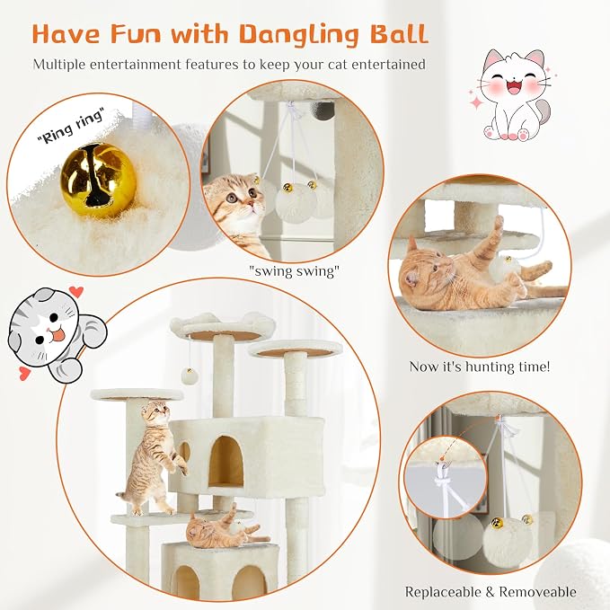 Sweetcrispy 54 Inch Cat Tree Tower, Indoor Cat Condo - Image 6