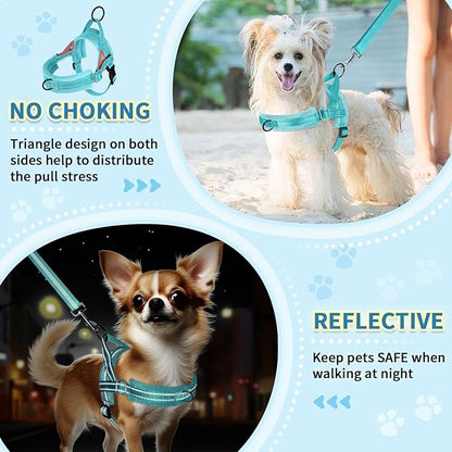 SlowTon No Pull Small Dog Harness and Leash Set, Puppy Soft Vest Harness Neck & - Image 3